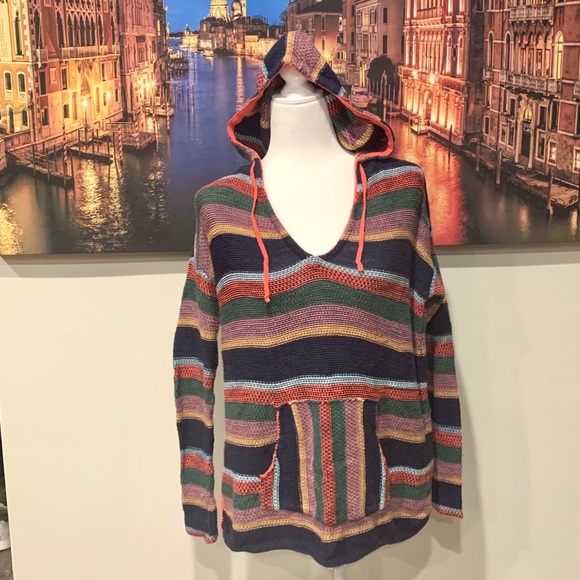 American Eagle Rainbow Striped Hooded Pullover - Picture 2 of 12